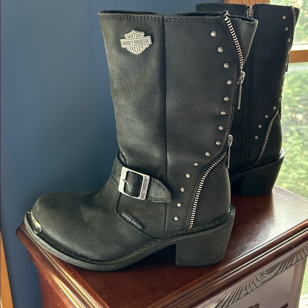 Harley-Davidson Women's Studded Black Moto Boots - Picture 2 of 8